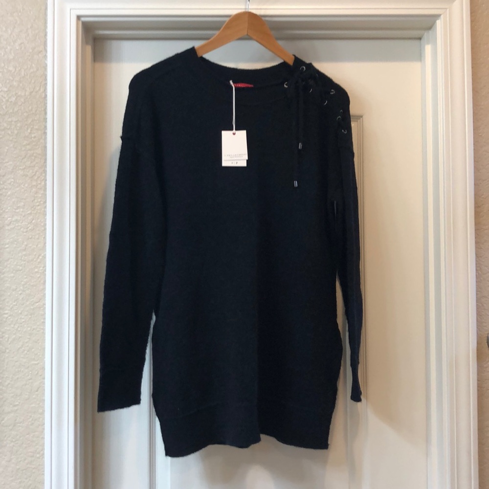 N:philanthropy Black Lace up Detail Sweater